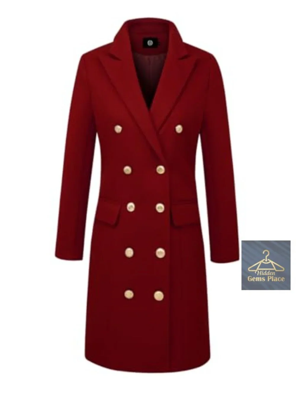 Women's Wool Peacoat Long Sleeve Double Breasted Notch Lapel Knee Length